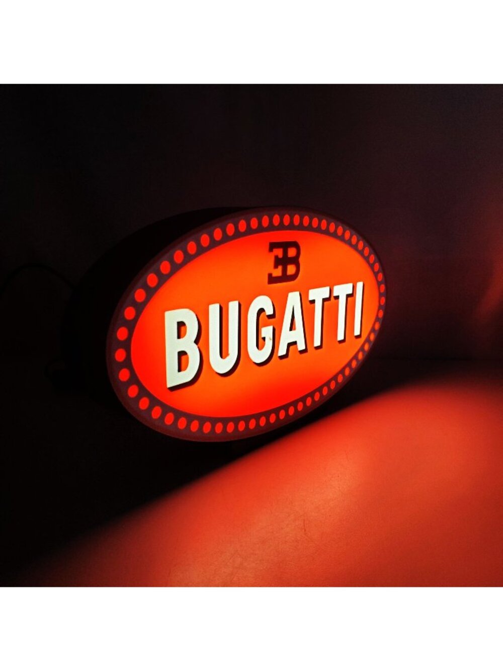 Bugatti LED Light Box Sign - 10" x 6" USB Powered Desk Lamp with Dimmer